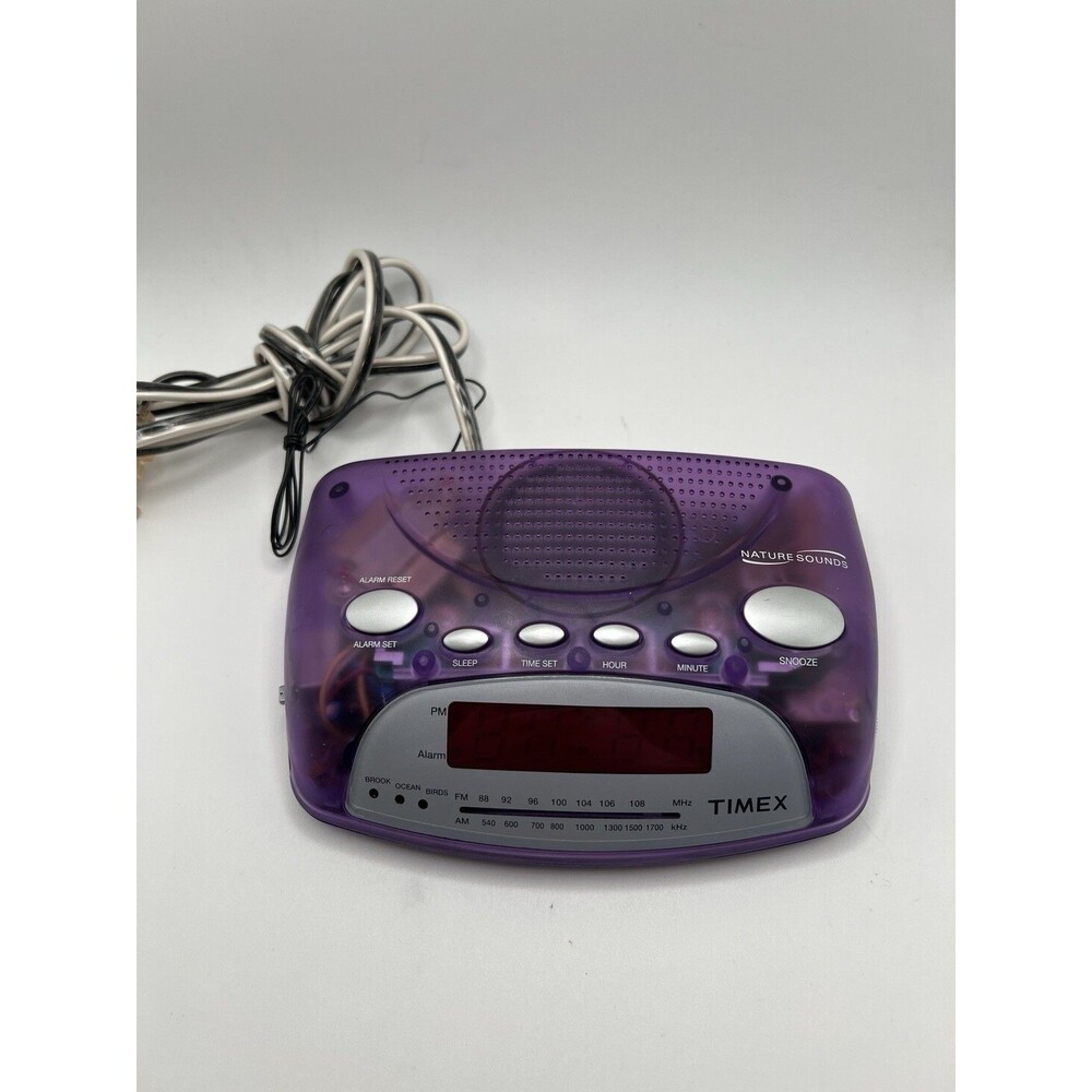 Vintage Timex Nature Sounds Model T235P AM/FM Alarm Clock Radio Purple